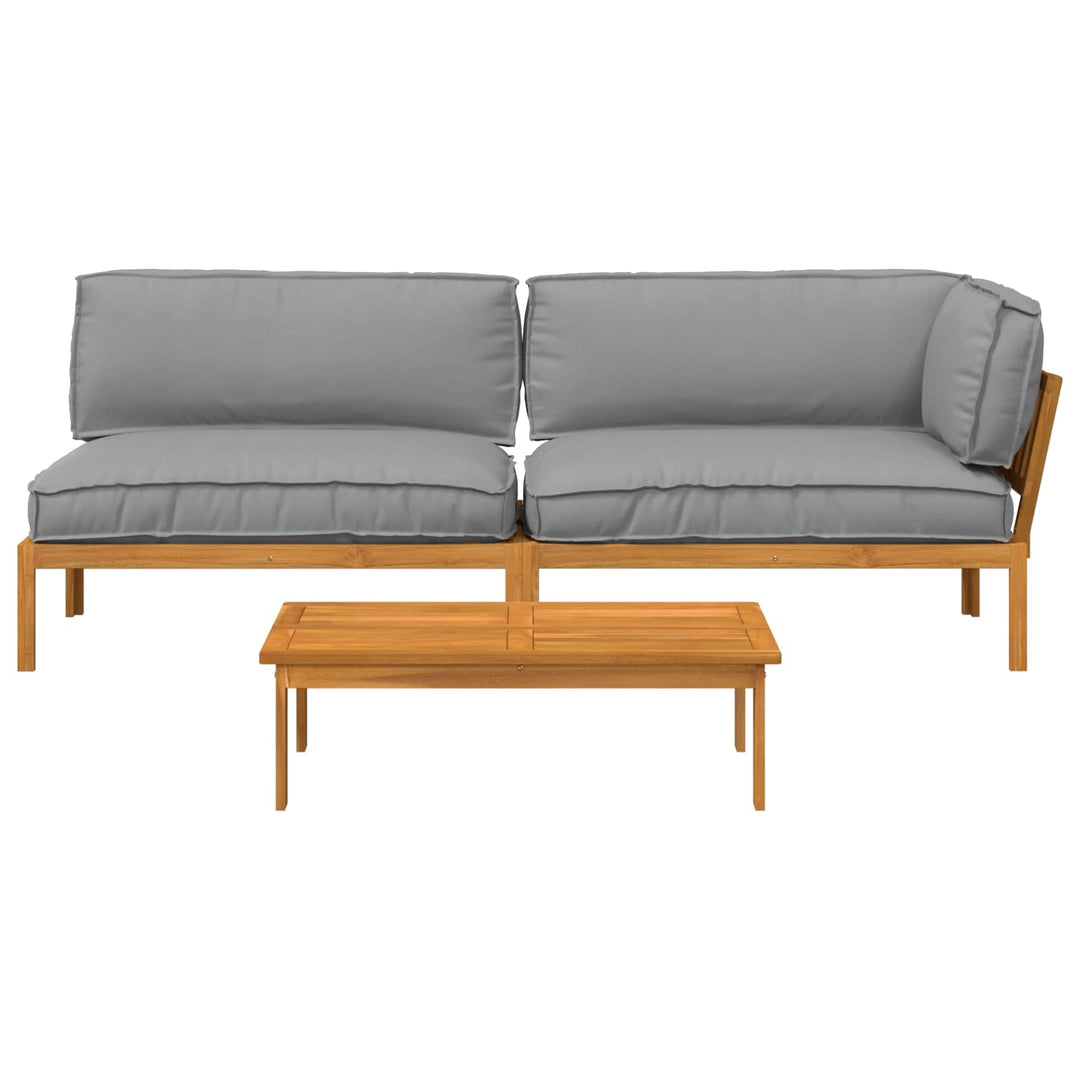 Sofa Sæt med pude Ensfarvet 3 pcs Creme Massivt Akacietræ