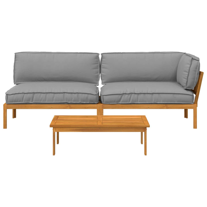 Sofa Sæt med pude Ensfarvet 3 pcs Creme Massivt Akacietræ