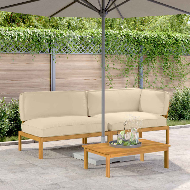 Sofa Sæt med pude Ensfarvet 3 pcs Beige Massivt Akacietræ