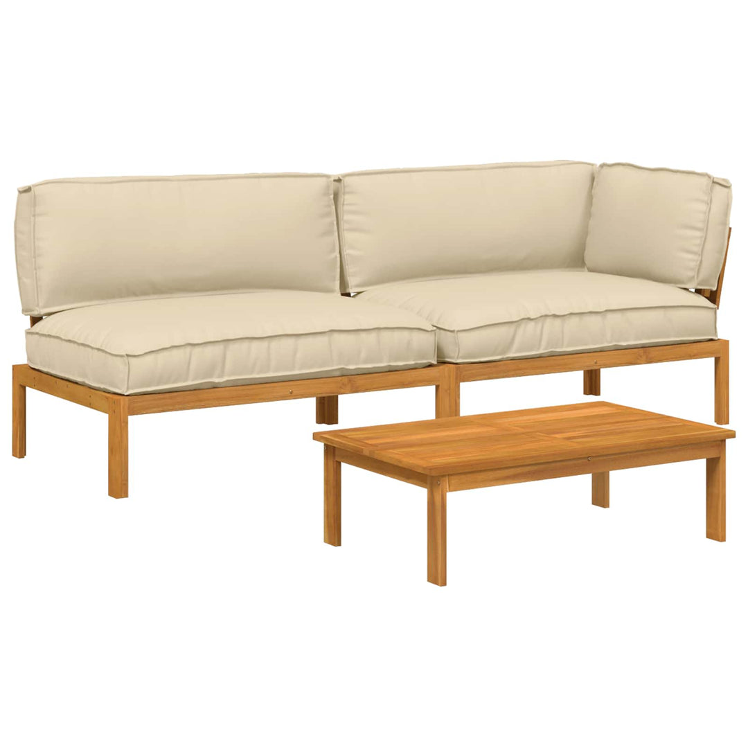 Sofa Sæt med pude Ensfarvet 3 pcs Beige Massivt Akacietræ