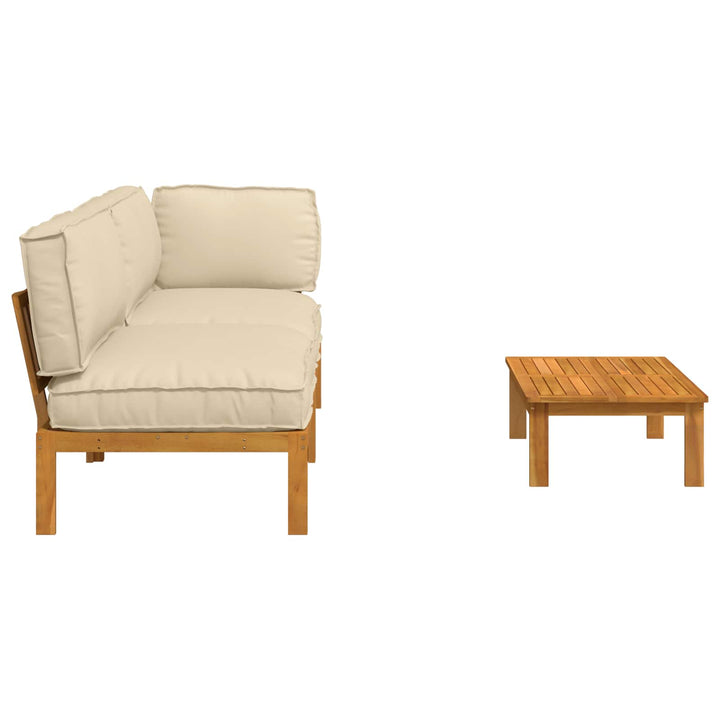 Sofa Sæt med pude Ensfarvet 3 pcs Beige Massivt Akacietræ