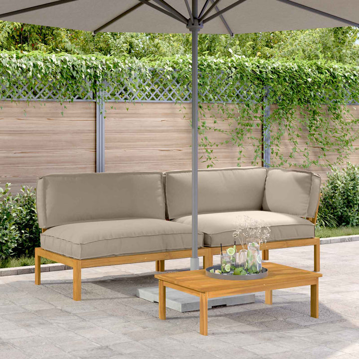 Sofa Sæt med pude Ensfarvet 3 pcs Gråbrun Massivt Akacietræ