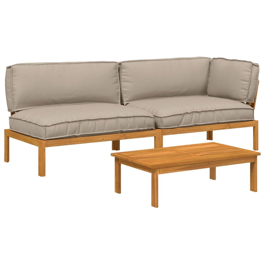 Sofa Sæt med pude Ensfarvet 3 pcs Gråbrun Massivt Akacietræ