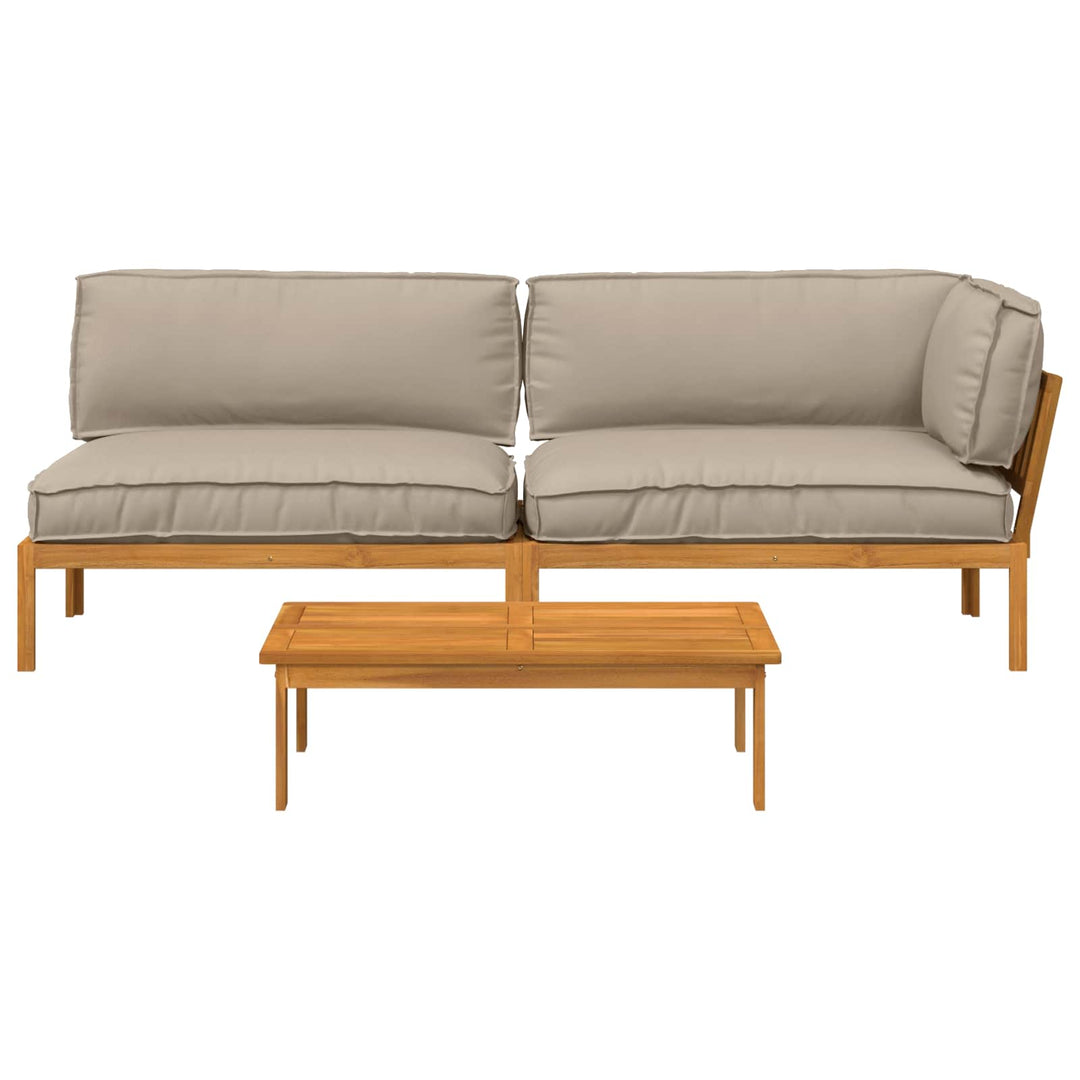 Sofa Sæt med pude Ensfarvet 3 pcs Gråbrun Massivt Akacietræ