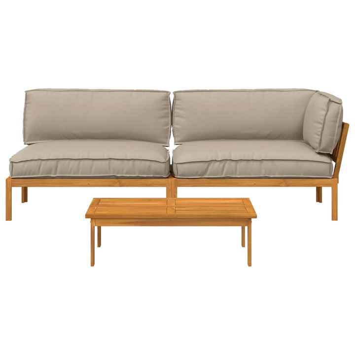 Sofa Sæt med pude Ensfarvet 3 pcs Gråbrun Massivt Akacietræ