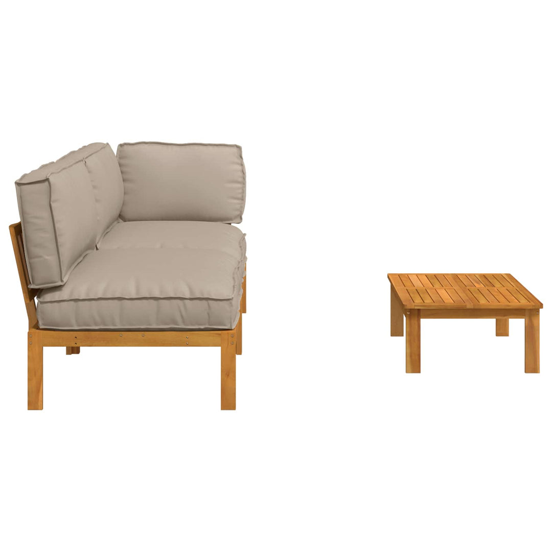 Sofa Sæt med pude Ensfarvet 3 pcs Gråbrun Massivt Akacietræ