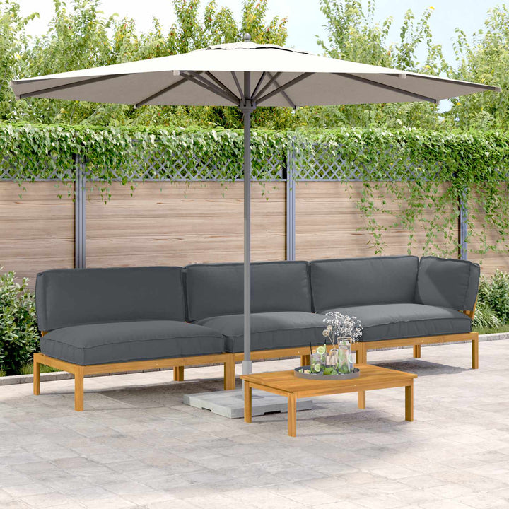 Sofa Sæt med pude Ensfarvet 4 pcs Antracit Massivt Akacietræ