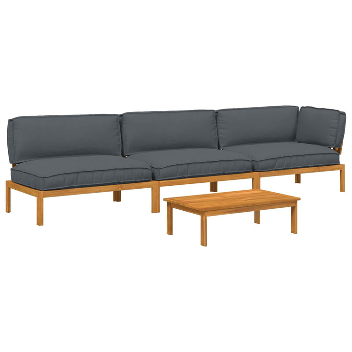 Sofa Sæt med pude Ensfarvet 4 pcs Antracit Massivt Akacietræ