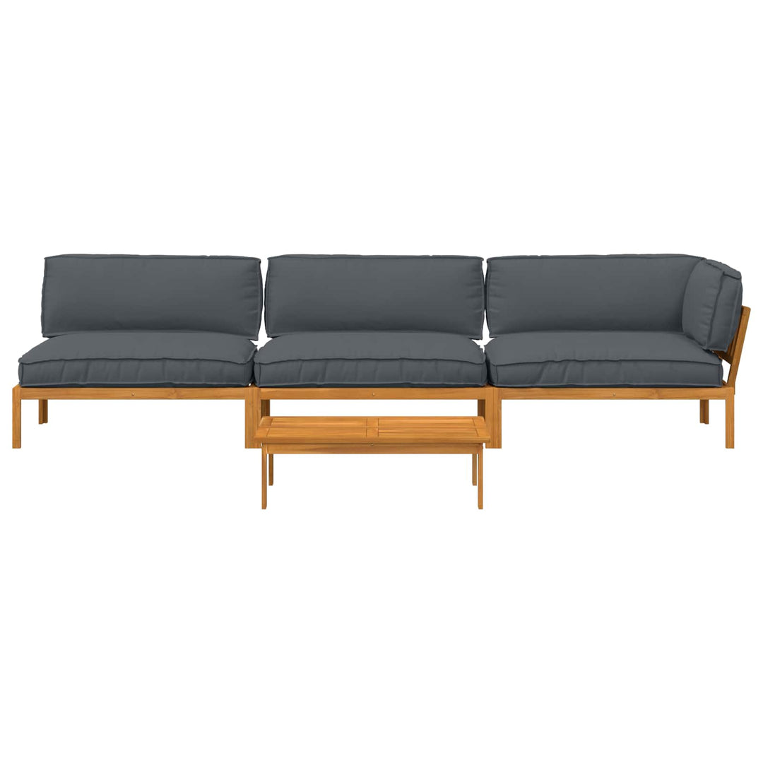 Sofa Sæt med pude Ensfarvet 4 pcs Antracit Massivt Akacietræ