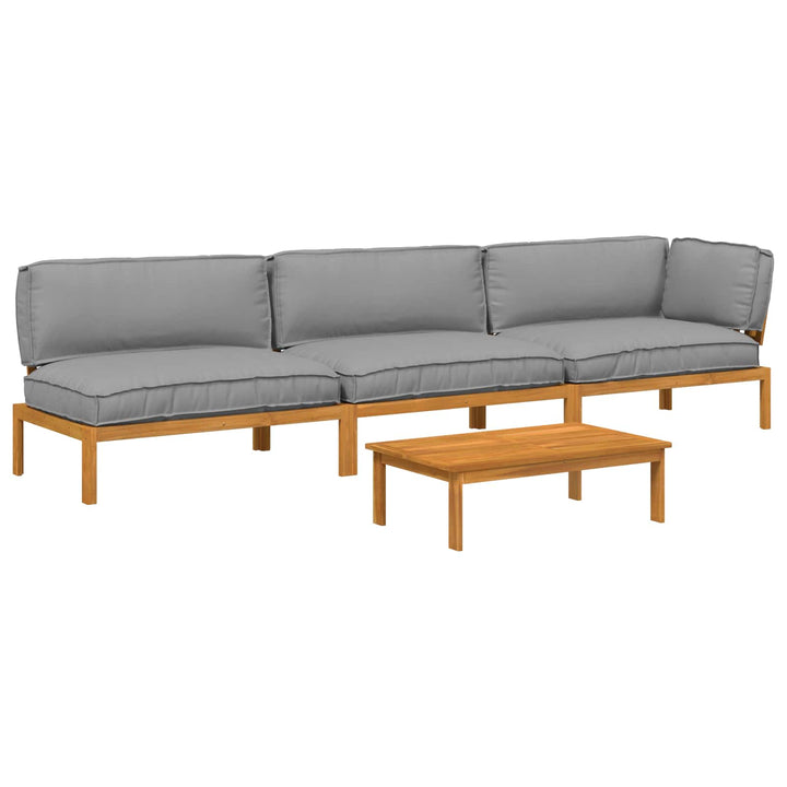 Sofa Sæt med pude Ensfarvet 4 pcs Grå Massivt Akacietræ
