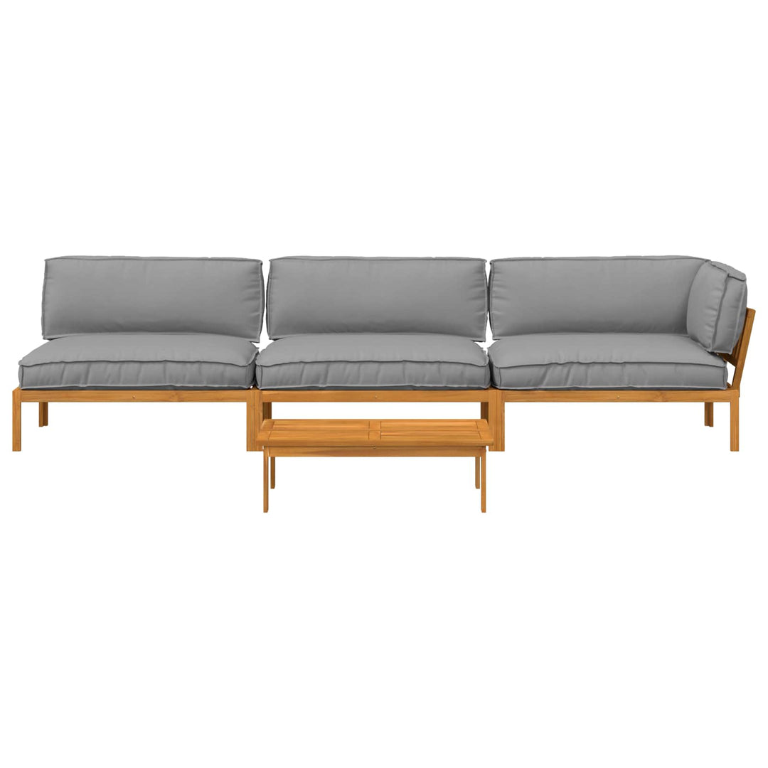 Sofa Sæt med pude Ensfarvet 4 pcs Grå Massivt Akacietræ