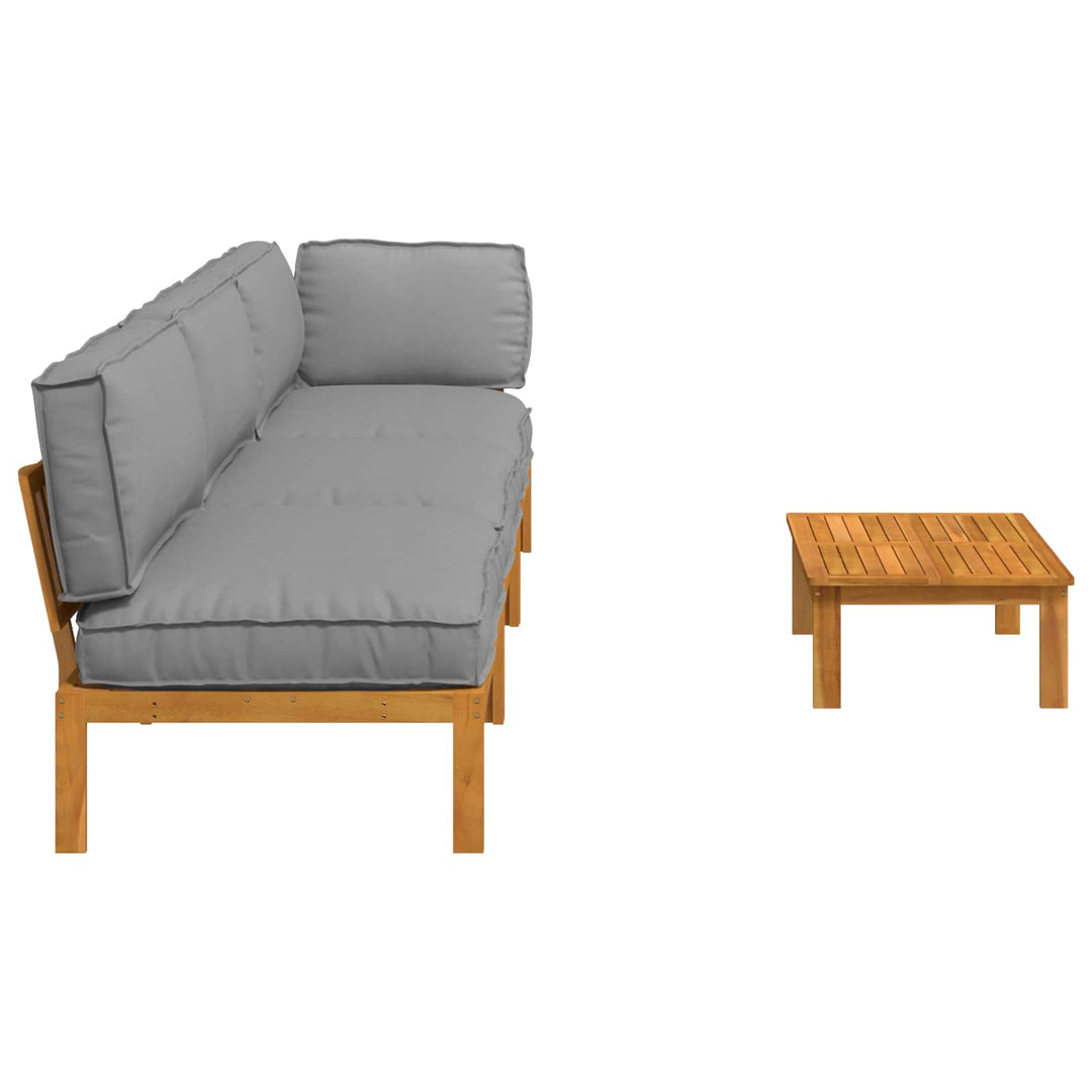 Sofa Sæt med pude Ensfarvet 4 pcs Grå Massivt Akacietræ