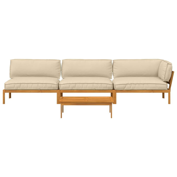 Sofa Sæt med pude Ensfarvet 4 pcs Beige Massivt Akacietræ