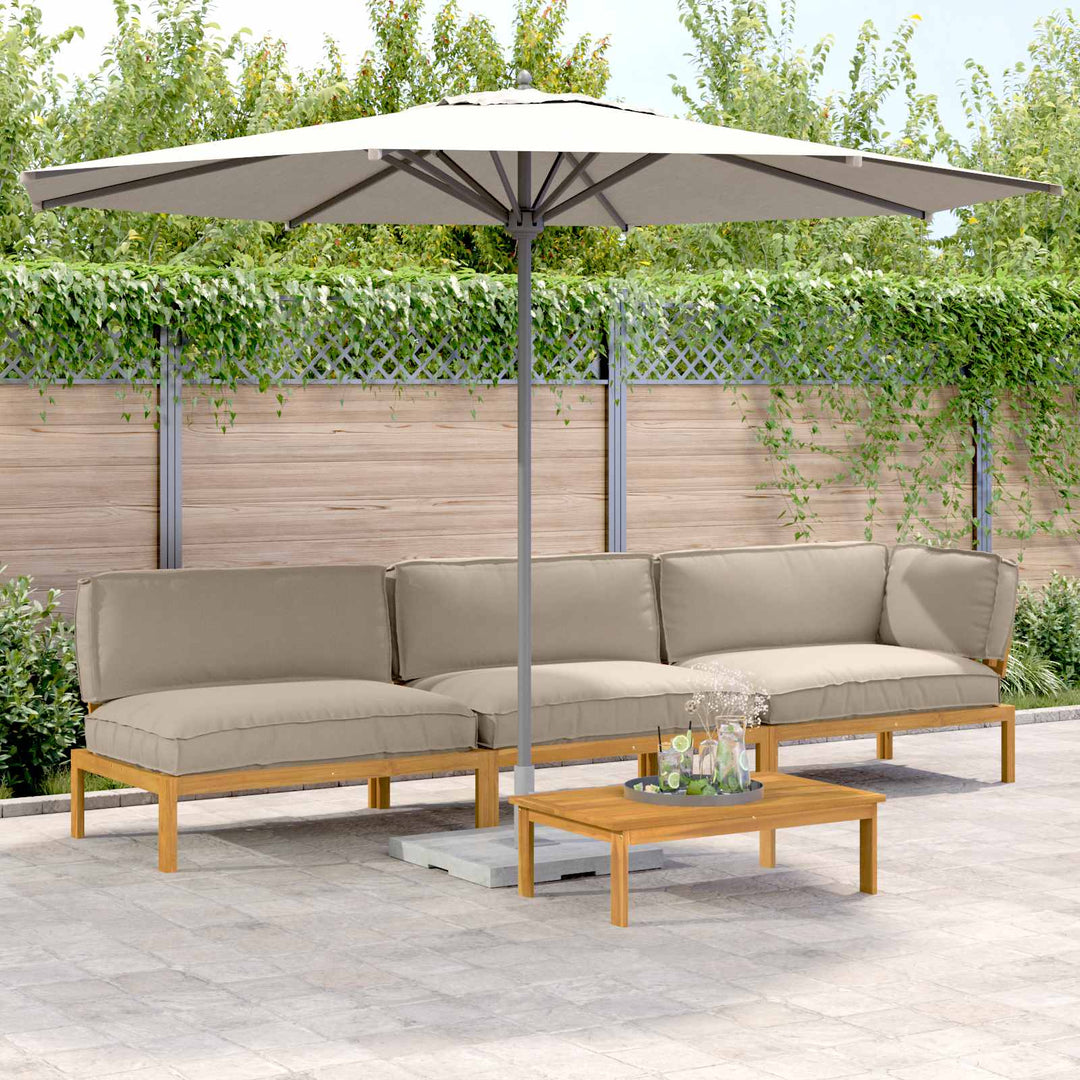 Sofa Sæt med pude Ensfarvet 4 pcs Gråbrun Massivt Akacietræ