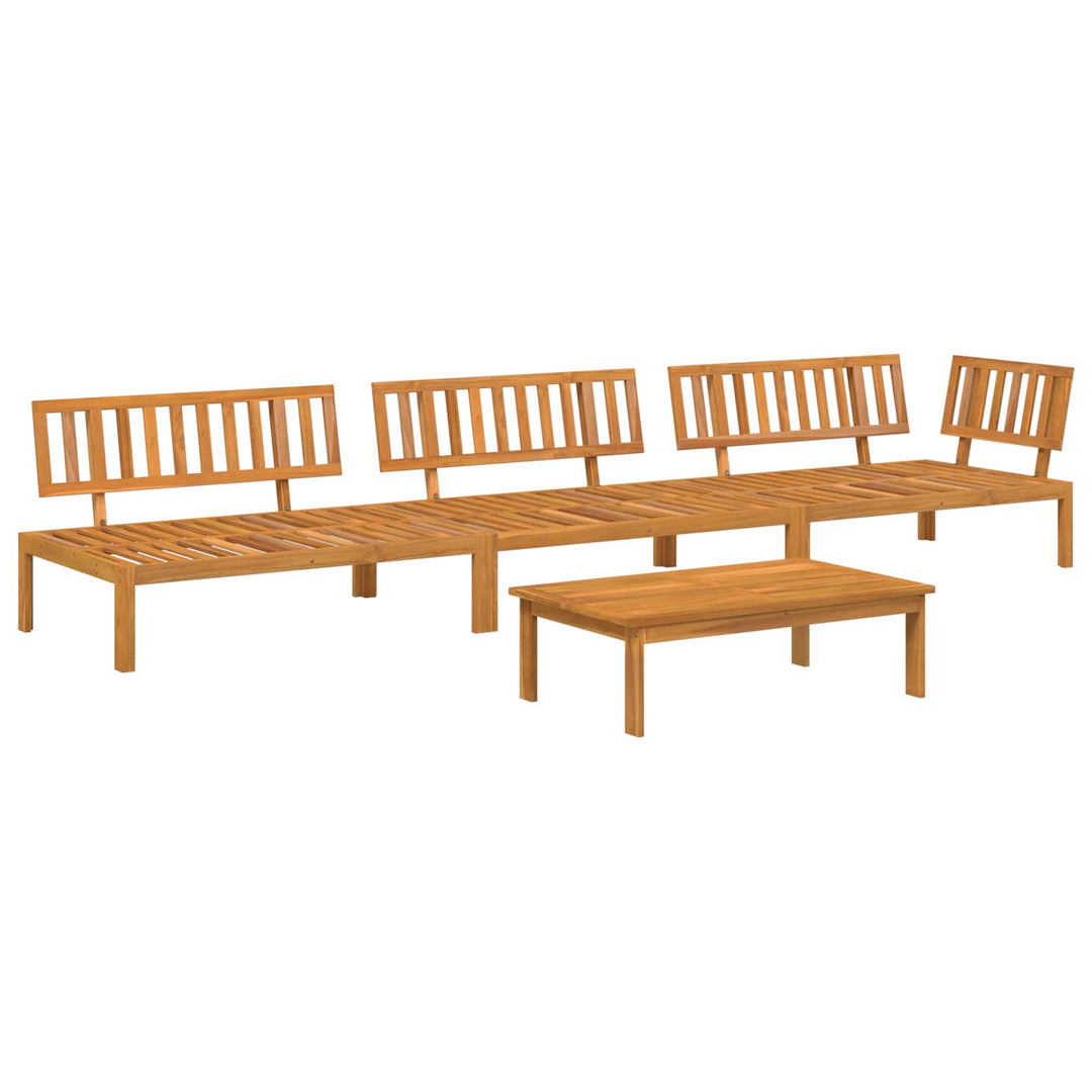 Sofa Sæt med pude Ensfarvet 4 pcs Gråbrun Massivt Akacietræ