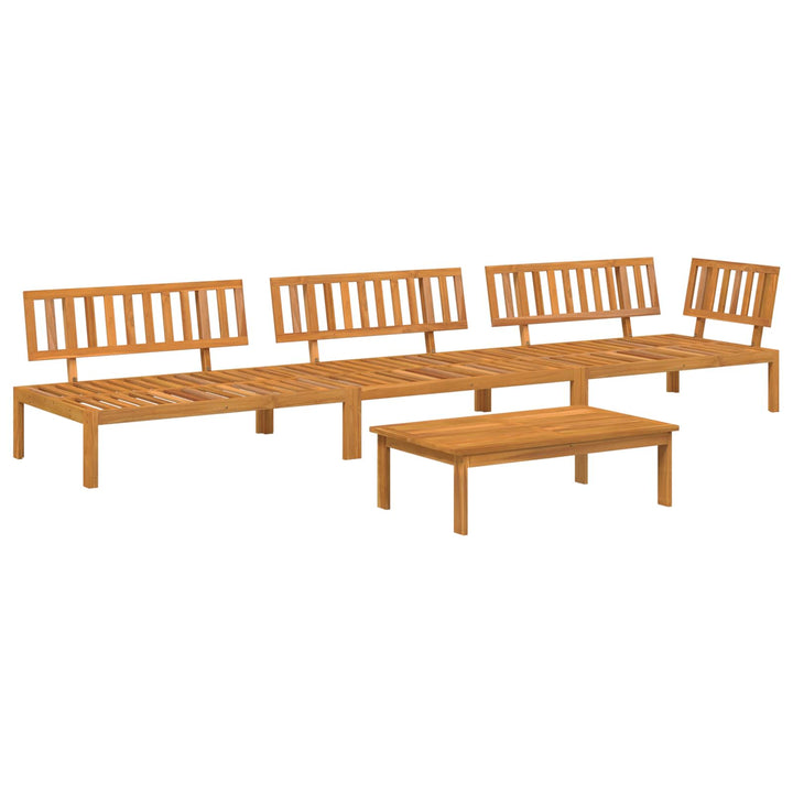 Sofa Sæt med pude Ensfarvet 4 pcs Gråbrun Massivt Akacietræ