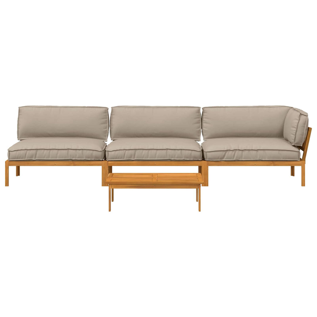 Sofa Sæt med pude Ensfarvet 4 pcs Gråbrun Massivt Akacietræ
