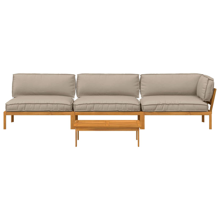 Sofa Sæt med pude Ensfarvet 4 pcs Gråbrun Massivt Akacietræ