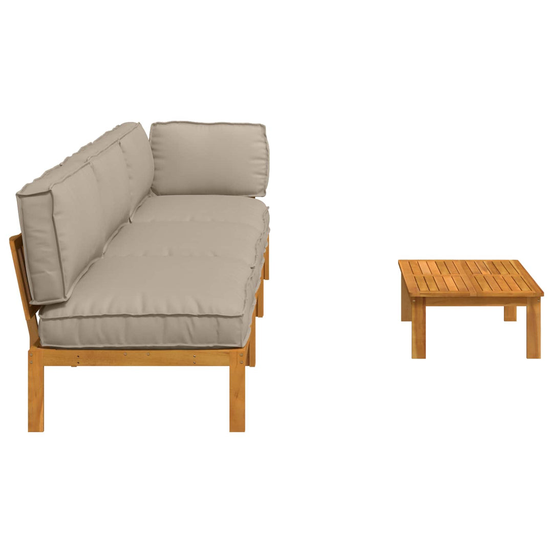 Sofa Sæt med pude Ensfarvet 4 pcs Gråbrun Massivt Akacietræ