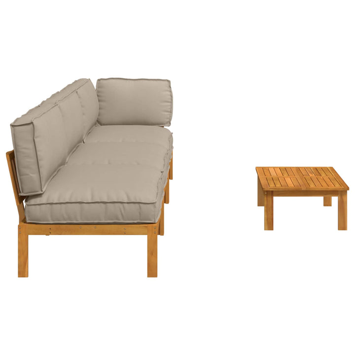 Sofa Sæt med pude Ensfarvet 4 pcs Gråbrun Massivt Akacietræ