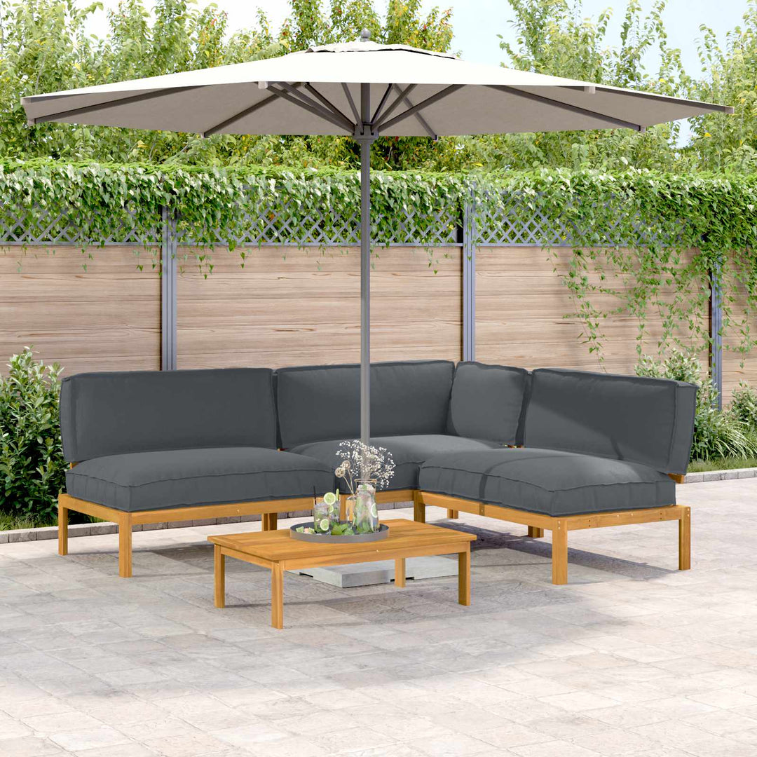 Sofa Sæt med pude Ensfarvet 4 pcs Antracit Massivt Akacietræ
