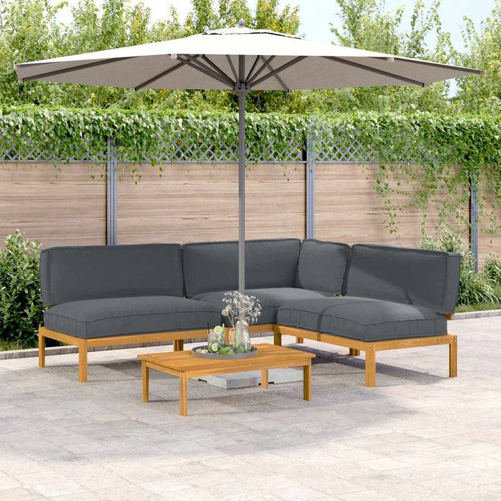 Sofa Sæt med pude Ensfarvet 4 pcs Antracit Massivt Akacietræ