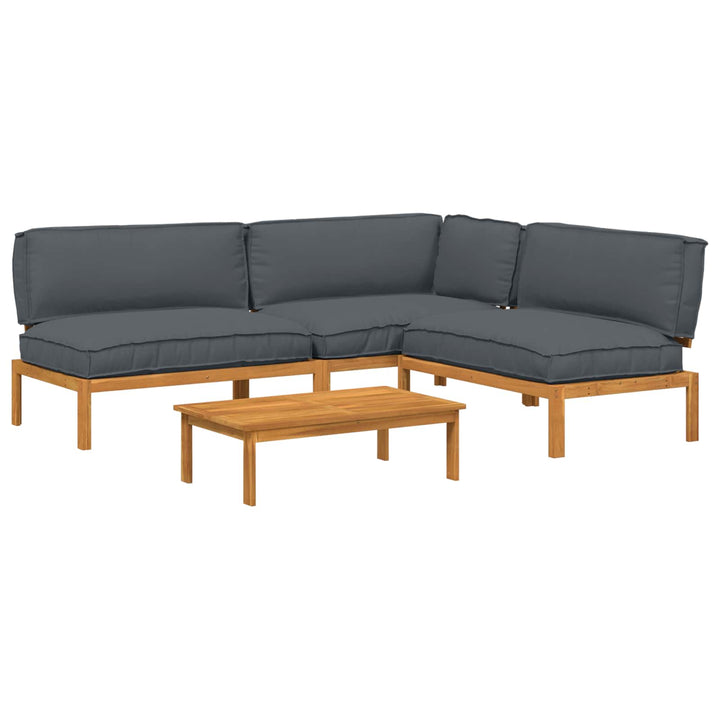 Sofa Sæt med pude Ensfarvet 4 pcs Antracit Massivt Akacietræ