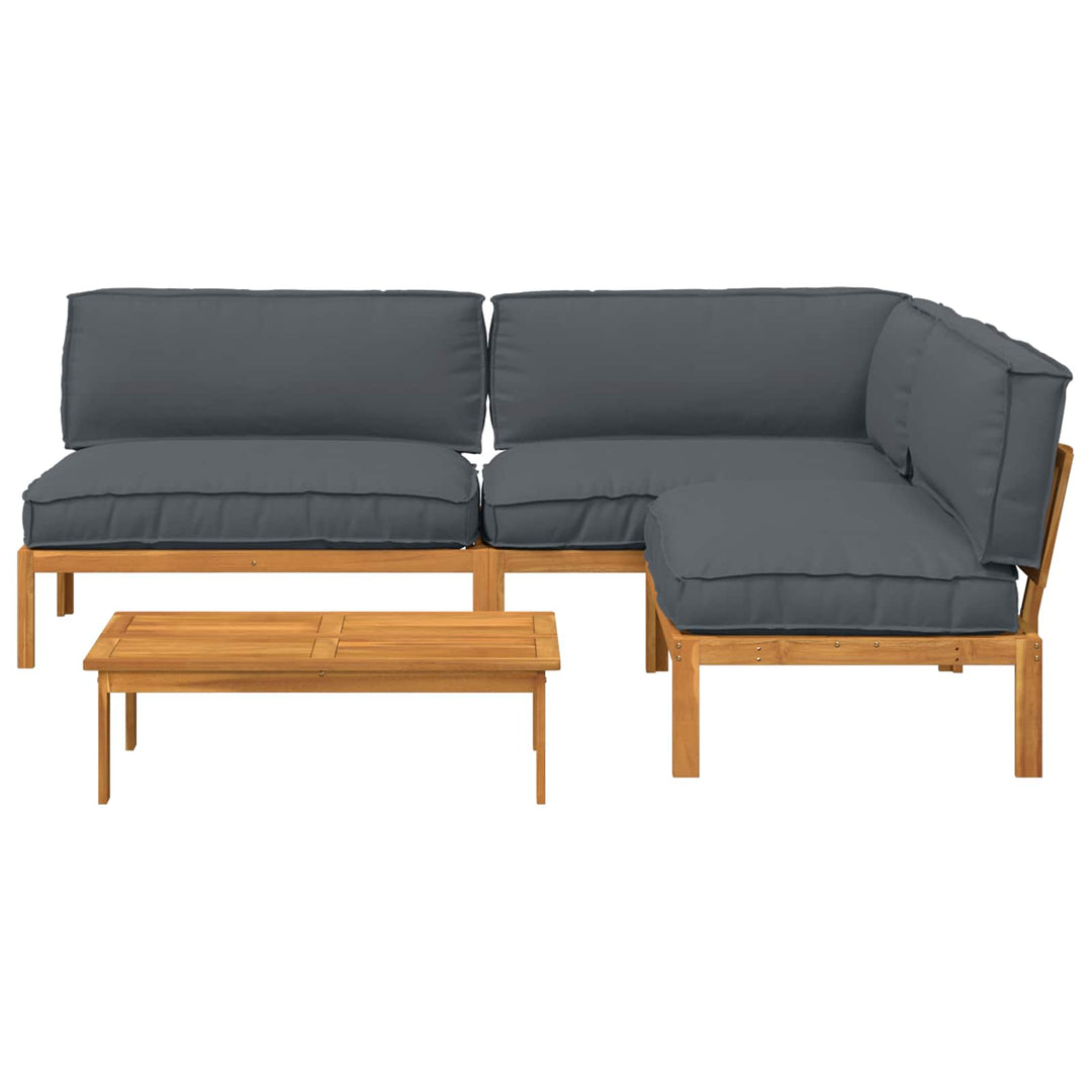 Sofa Sæt med pude Ensfarvet 4 pcs Antracit Massivt Akacietræ