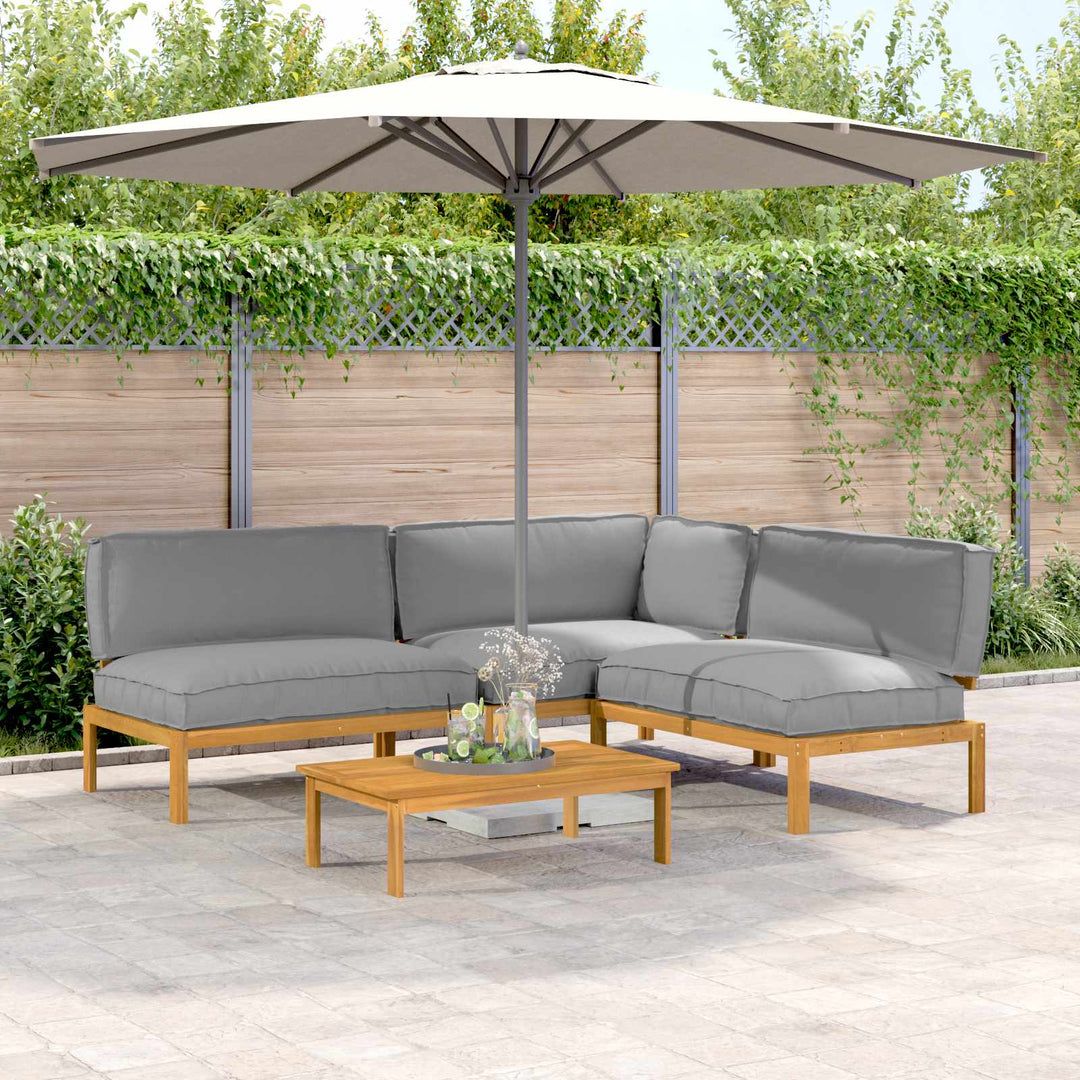 Sofa Sæt med pude Ensfarvet 4 pcs Grå Massivt Akacietræ