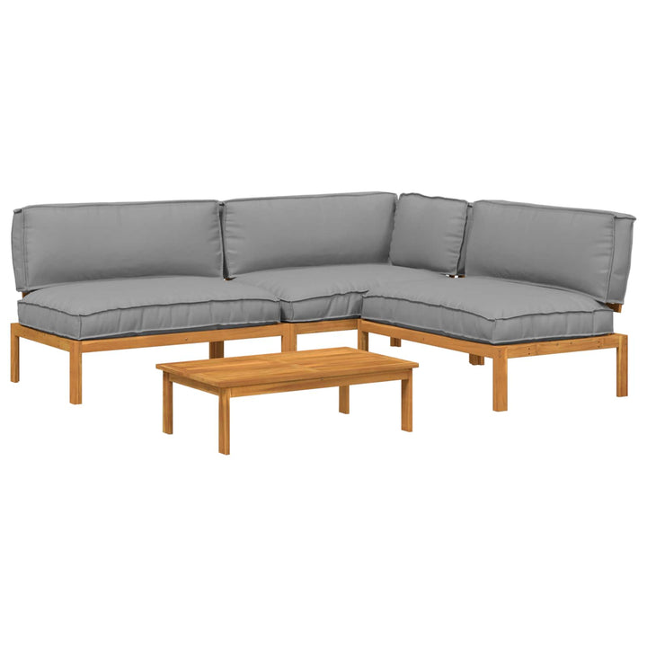 Sofa Sæt med pude Ensfarvet 4 pcs Grå Massivt Akacietræ