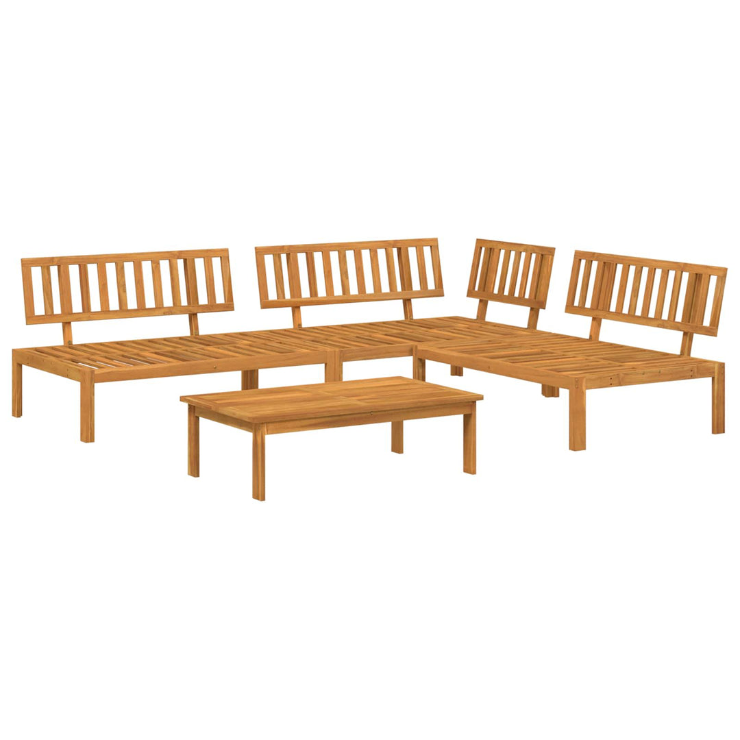 Sofa Sæt med pude Ensfarvet 4 pcs Grå Massivt Akacietræ