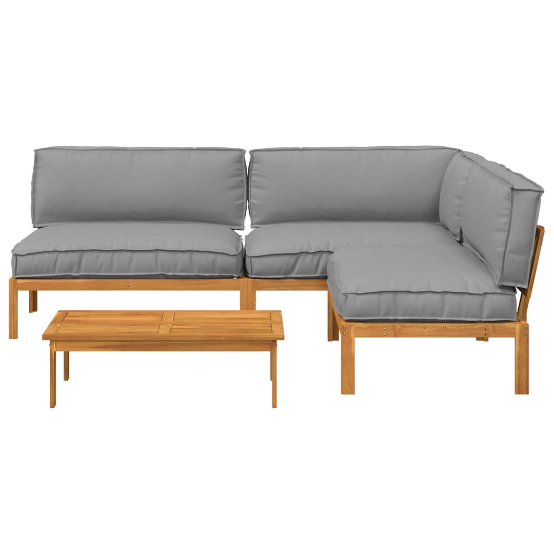Sofa Sæt med pude Ensfarvet 4 pcs Grå Massivt Akacietræ