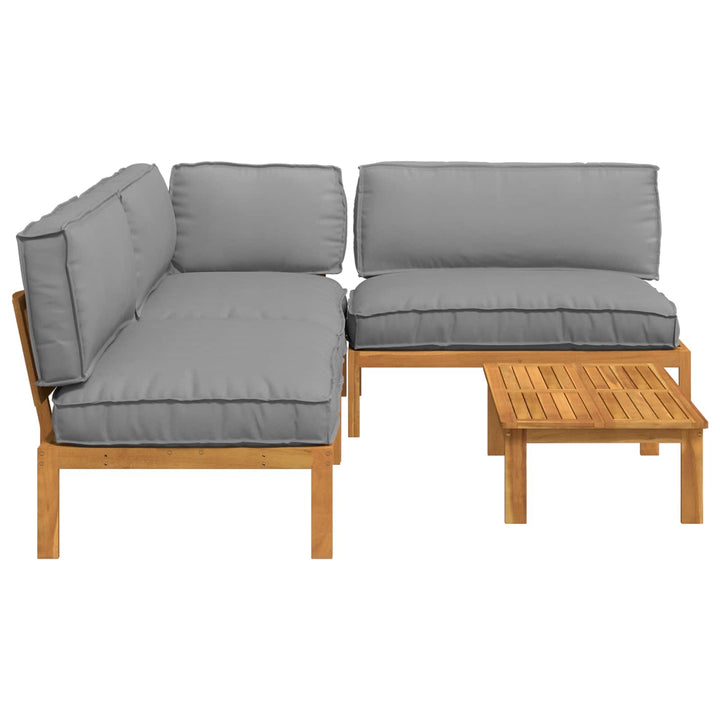 Sofa Sæt med pude Ensfarvet 4 pcs Grå Massivt Akacietræ