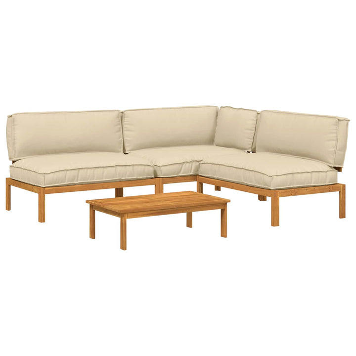 Sofa Sæt med pude Ensfarvet 4 pcs Beige Massivt Akacietræ