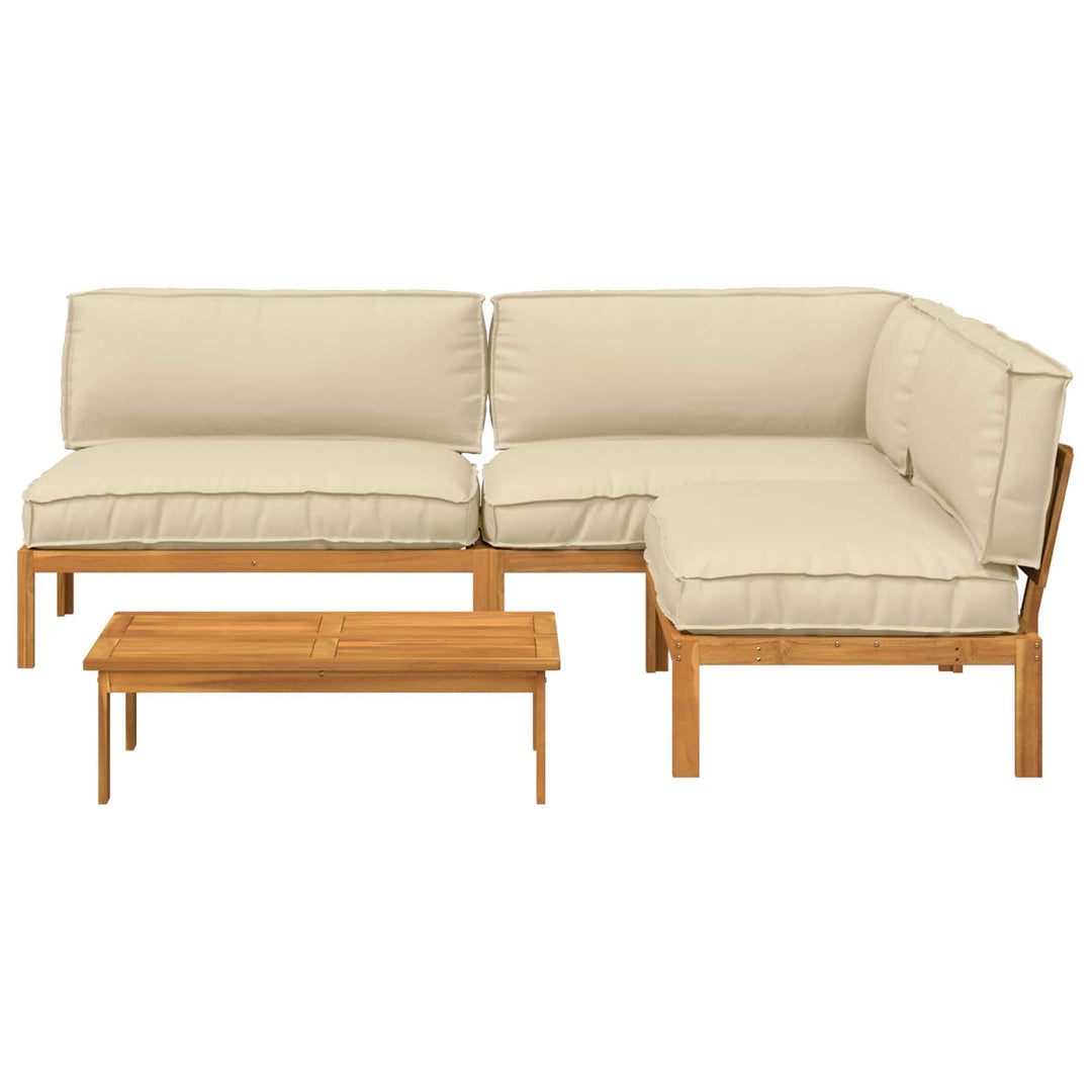 Sofa Sæt med pude Ensfarvet 4 pcs Beige Massivt Akacietræ
