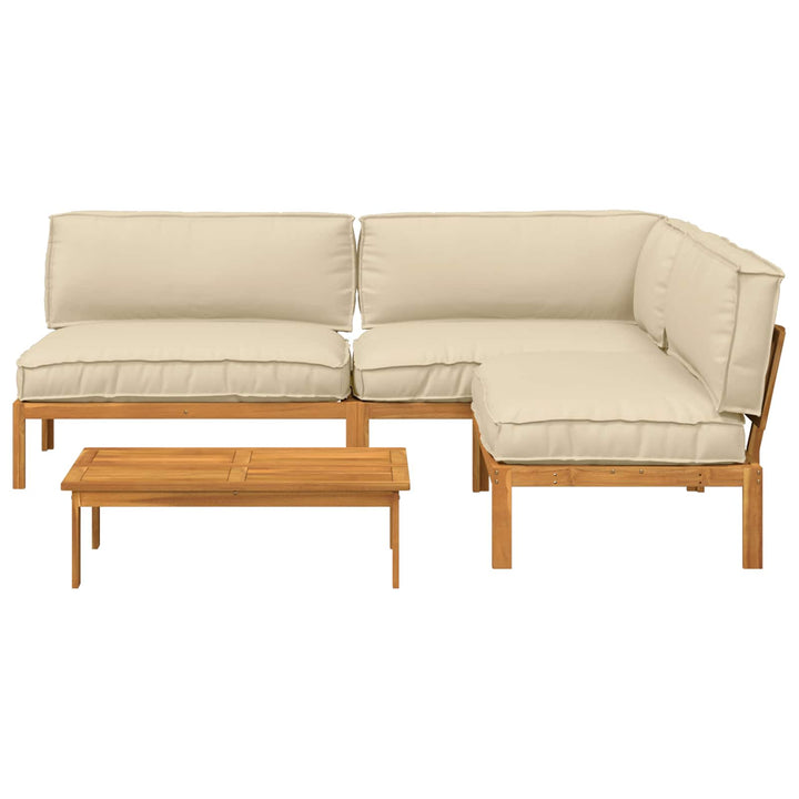 Sofa Sæt med pude Ensfarvet 4 pcs Beige Massivt Akacietræ