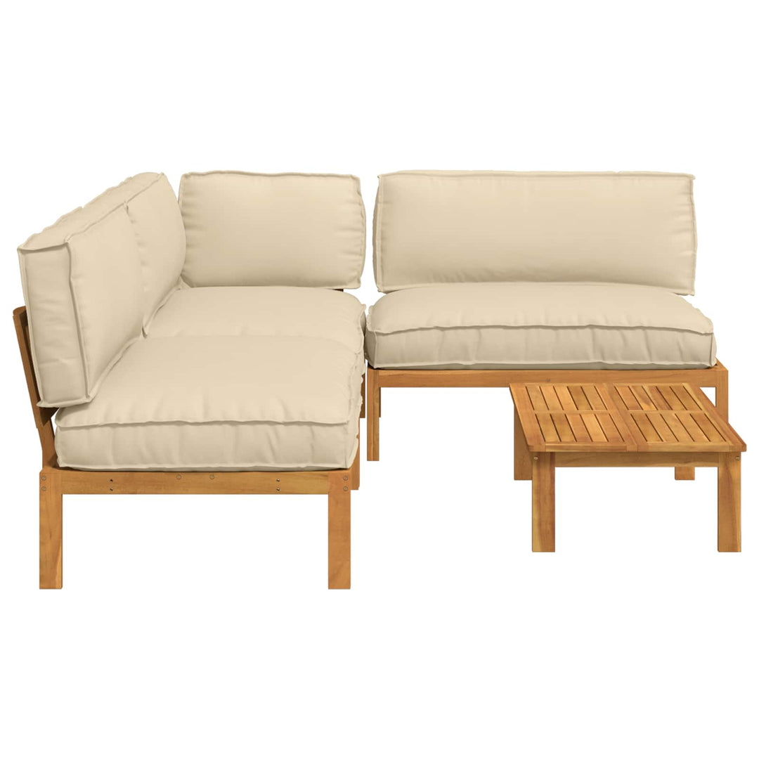 Sofa Sæt med pude Ensfarvet 4 pcs Beige Massivt Akacietræ