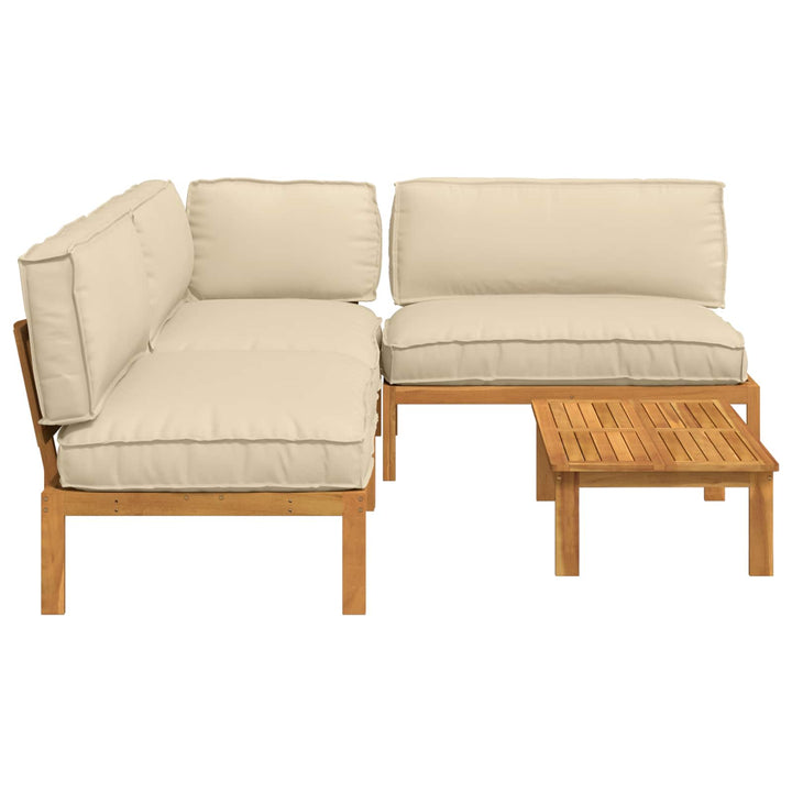 Sofa Sæt med pude Ensfarvet 4 pcs Beige Massivt Akacietræ