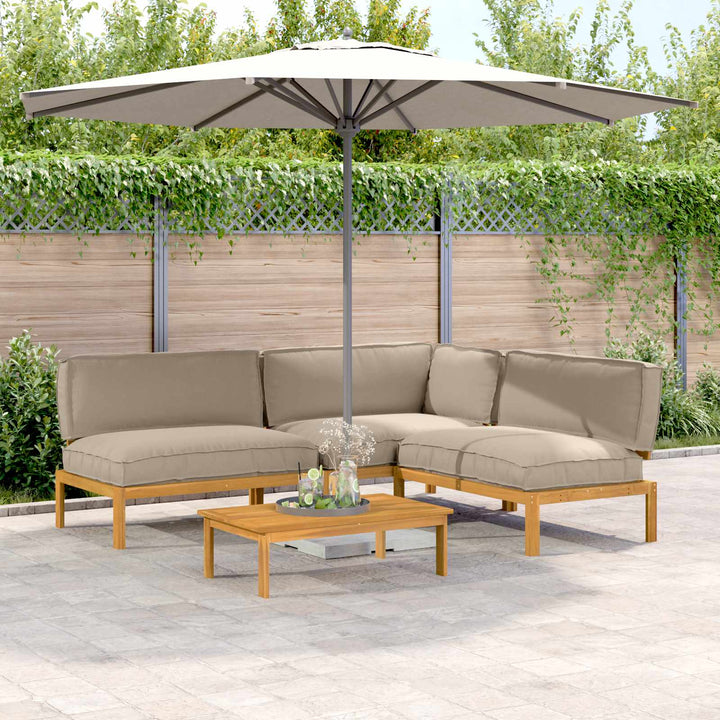 Sofa Sæt 4 pcs Gråbrun Massivt Akacietræ