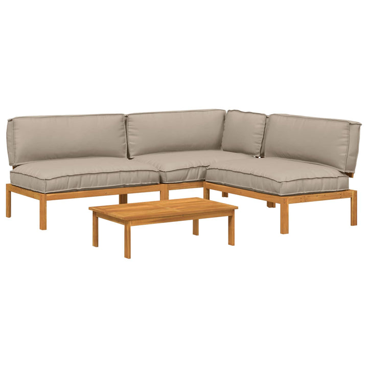 Sofa Sæt 4 pcs Gråbrun Massivt Akacietræ