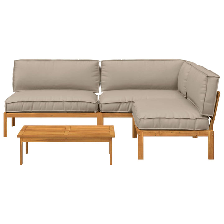 Sofa Sæt 4 pcs Gråbrun Massivt Akacietræ