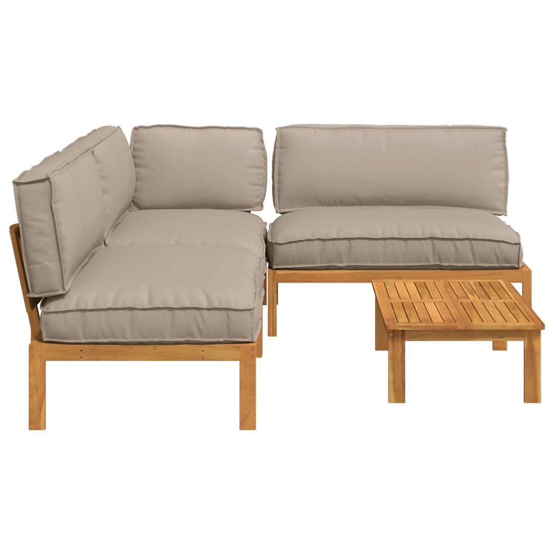 Sofa Sæt 4 pcs Gråbrun Massivt Akacietræ