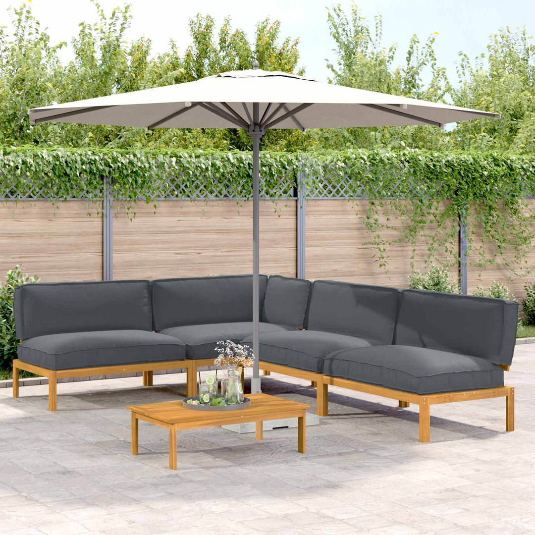 Sofa Sæt med pude Ensfarvet 5 pcs Antracit Massivt Akacietræ