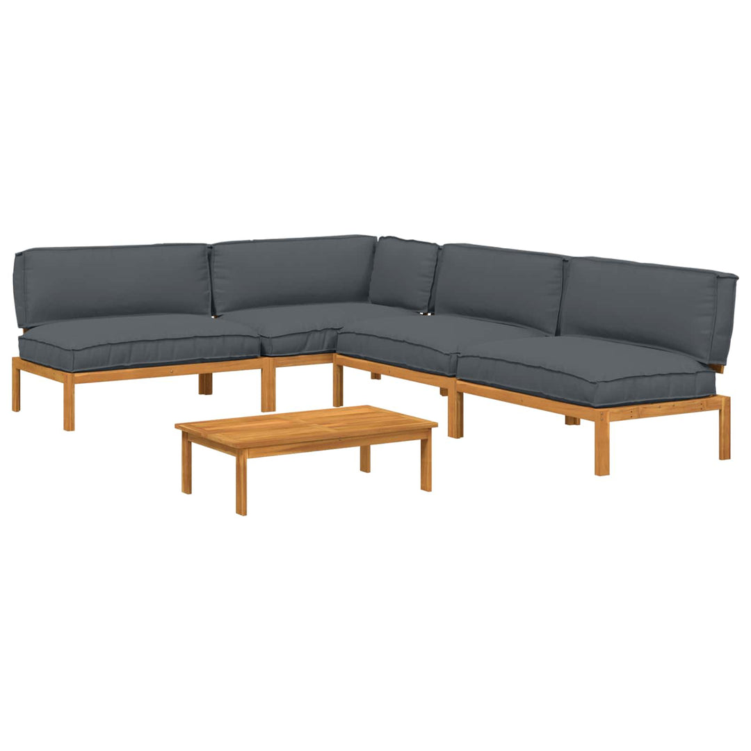 Sofa Sæt med pude Ensfarvet 5 pcs Antracit Massivt Akacietræ