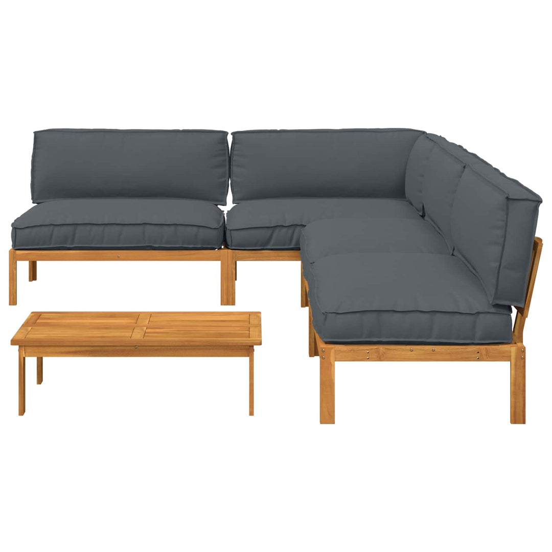 Sofa Sæt med pude Ensfarvet 5 pcs Antracit Massivt Akacietræ