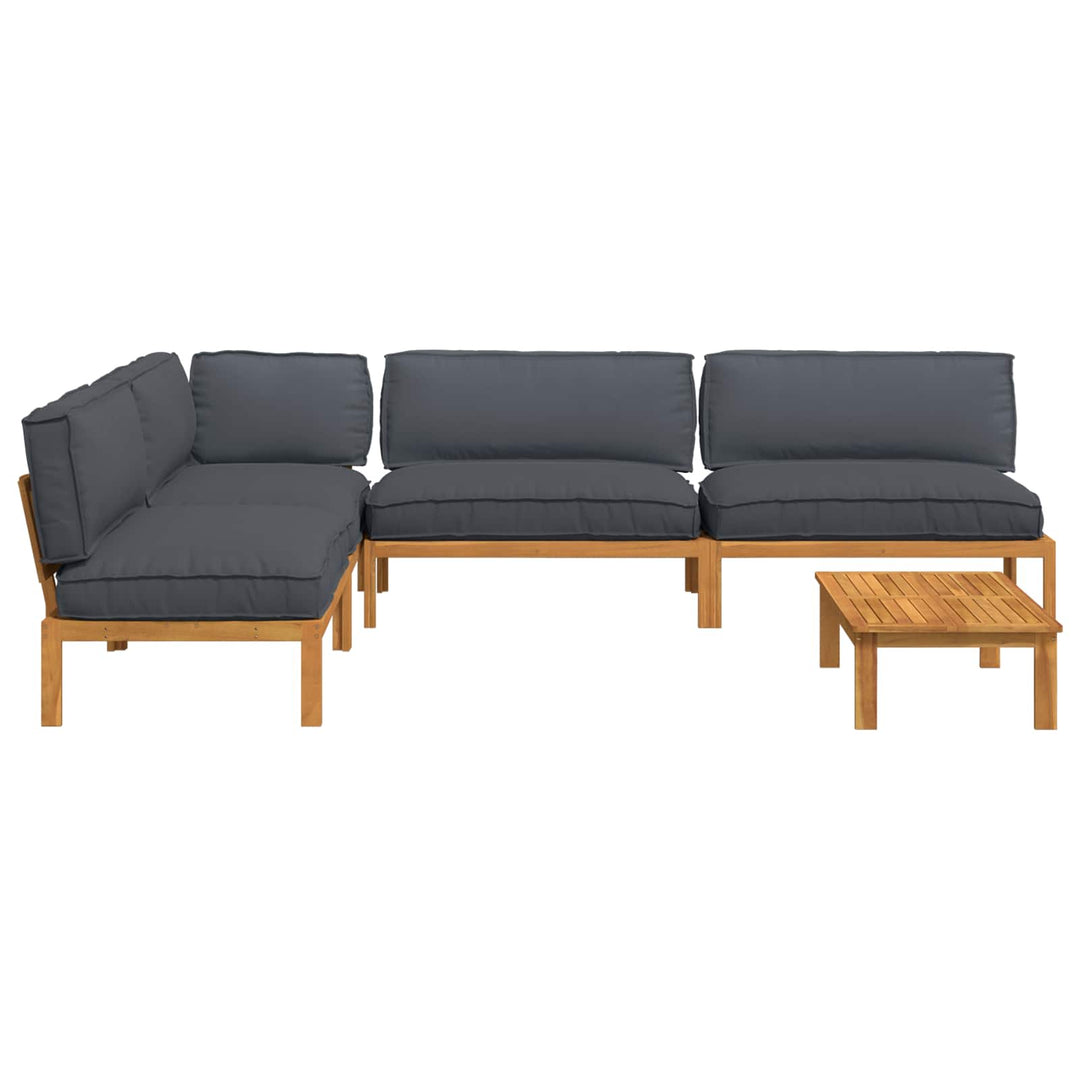 Sofa Sæt med pude Ensfarvet 5 pcs Antracit Massivt Akacietræ