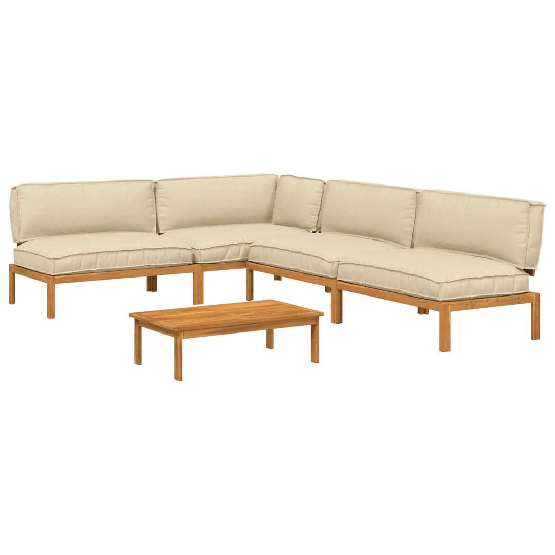Sofa Sæt med pude Ensfarvet 5 pcs Beige Massivt Akacietræ