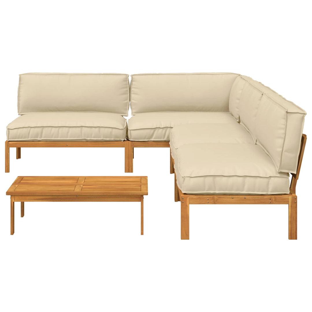 Sofa Sæt med pude Ensfarvet 5 pcs Beige Massivt Akacietræ