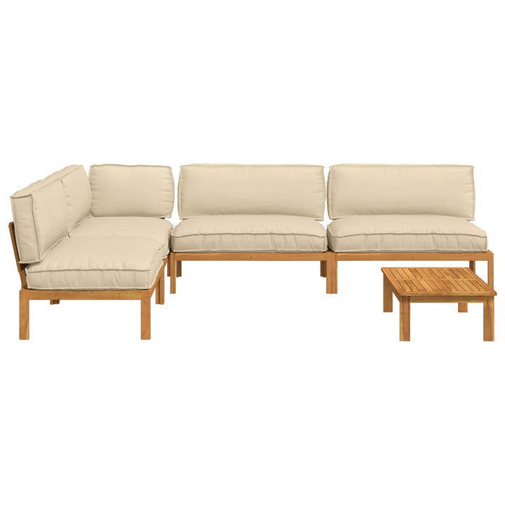 Sofa Sæt med pude Ensfarvet 5 pcs Beige Massivt Akacietræ