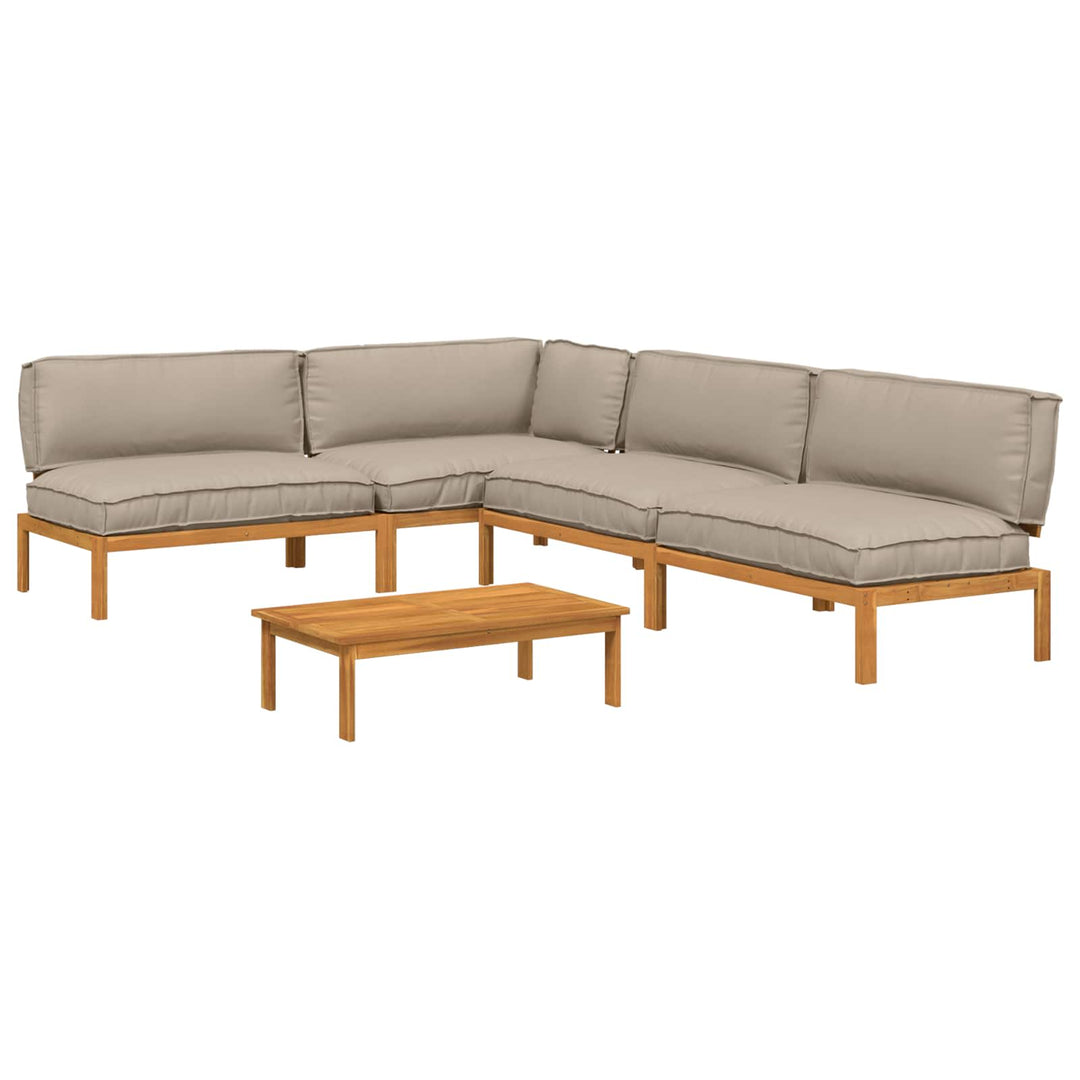 Sofa Sæt med pude Ensfarvet 5 pcs Gråbrun Massivt Akacietræ